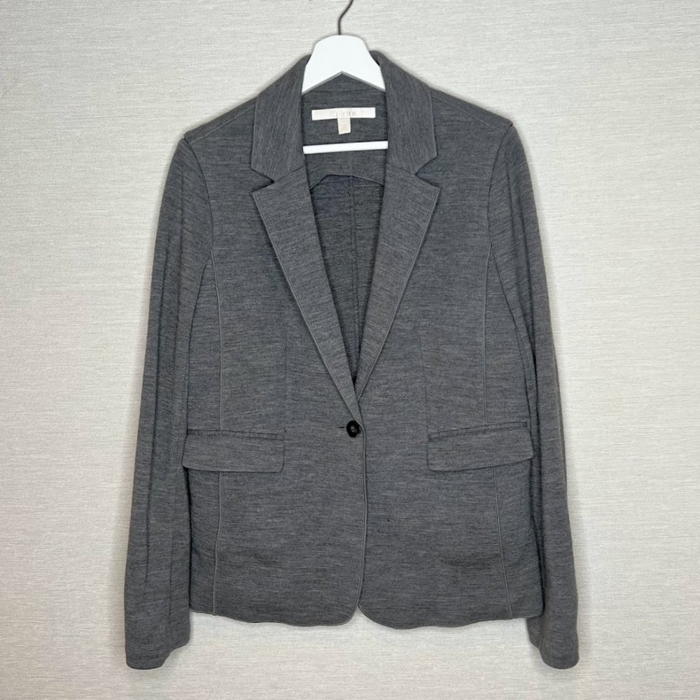 Nordstrom Collection Virgin Wool Knit Sweater Blazer Grey - 12
